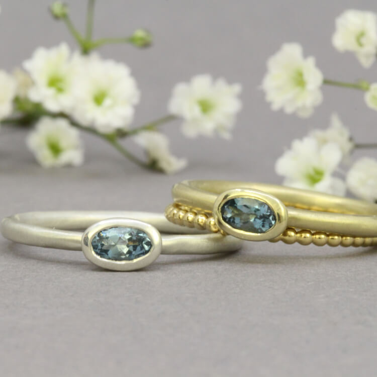 Ring "Mini" - 925 Silber mit Aquamarin blau