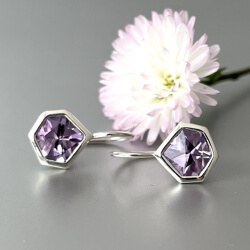Silberne Ohrringe mit Amethyst