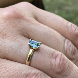 Ring "Marlies“ - Fairgold - Zikon Bild 4 eckig blauer stein