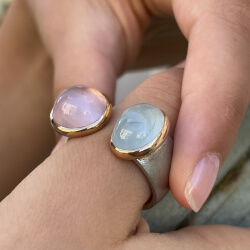 Ring "Tracy" - Silber & Gold - Aquamarin und Rosenquarz Bild 3