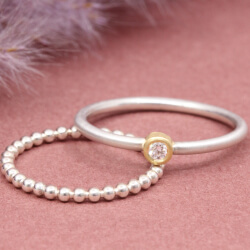 Verlobungsring "Klara" - mit Diamant aus Gelbgold und Silber Bild 3