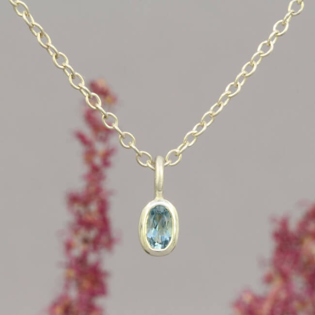 Anhänger "Mini" - 925 Silber mit Aquamarin blau Bild 1 Silberkette dünn mit anhänger