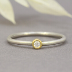 Verlobungsring "Klara" - mit Diamant aus Gelbgold und Silber Bild 4