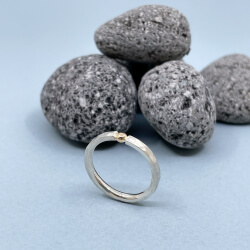 Verlobungsring "Pebbles" - 925 Silber mit Roségold-Perle