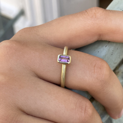 Ring "Mini Rechteck" - 585 Gold - Turmalin - Rosa Bild 2
