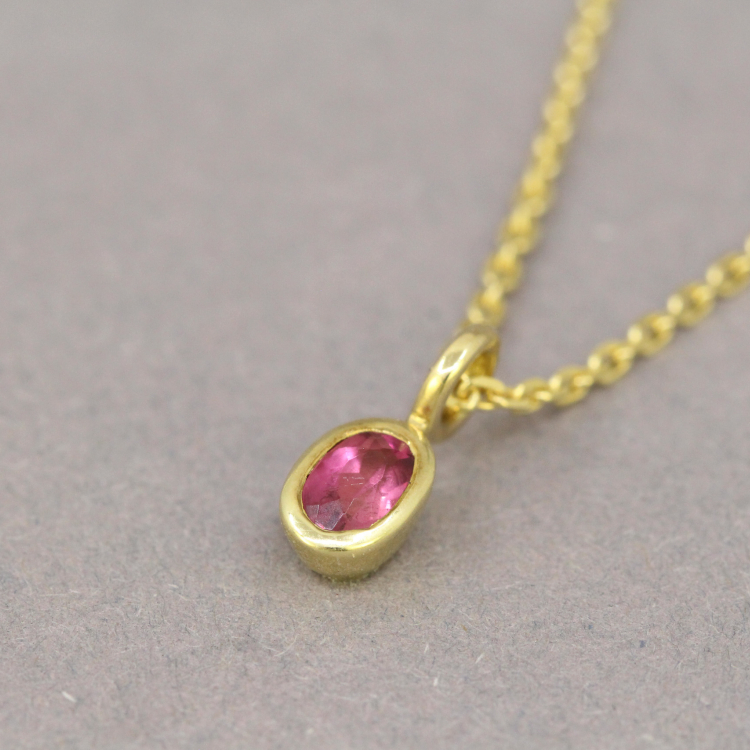 Anhänger "Mini" - 585 Gelbgold mit Turmalin rosa