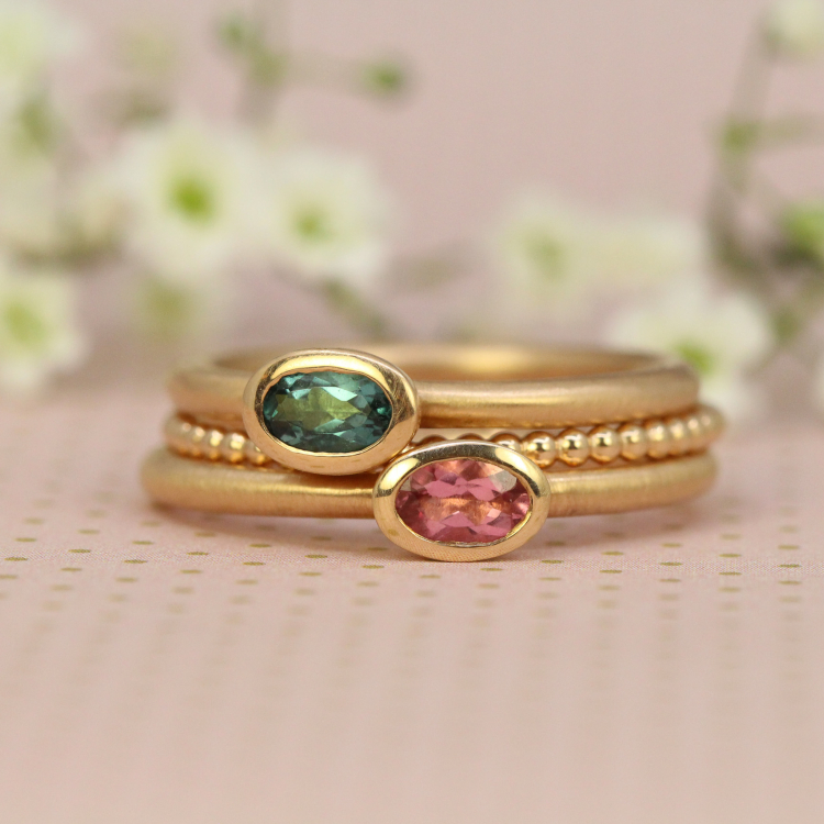 Ring "Mini" - 585 Roségold mit Turmalin blau